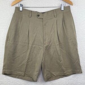 Bobby Jones‎ Golf Shorts Mens 34 Khaki Tan Double Pleated Cotton Twill Casual